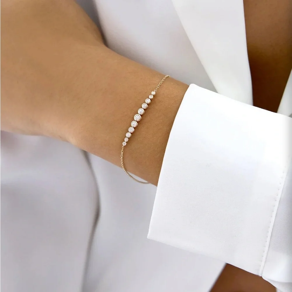 Ring Concierge Graduated Diamond Bezel Soft Chain Bracelet- Gold - Picture 8 of 9